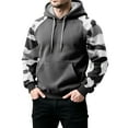 thumbnail image 5 of Men’s Pullover Hoodie Long Sleeve Camouflage Print Raglan Sleeve Drawstring Hooded Sweatshirt Kangaroo Pocket Casual Top Dark Gray XL, 5 of 5