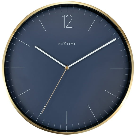 Essential Gold - Glass / Aluminum 13.4-inch Wall Clock with Silent Movement -  Vintage Blue