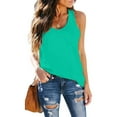 thumbnail image 3 of Women Summer Tops Women Sleeveless Summer Casual Tops O Neck Solid Color Casual Shirts Loose Fit Blouse Women's Shirts Sleeveless Tunic Loose Fit Tank Top Dresses for Clothes Woman Denim Mint Green XL, 3 of 7