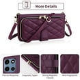thumbnail image 3 of Furiet Argyle Wallet Case for Motorola Moto G 5G 2025 with Wrist/Shoulder Strap, Card Slots Zipper Purse Luxury PU Leather Card Holder Stand Cell Phone Cover for G5G 5 G G5 Women Girls Deep Purple, 3 of 8