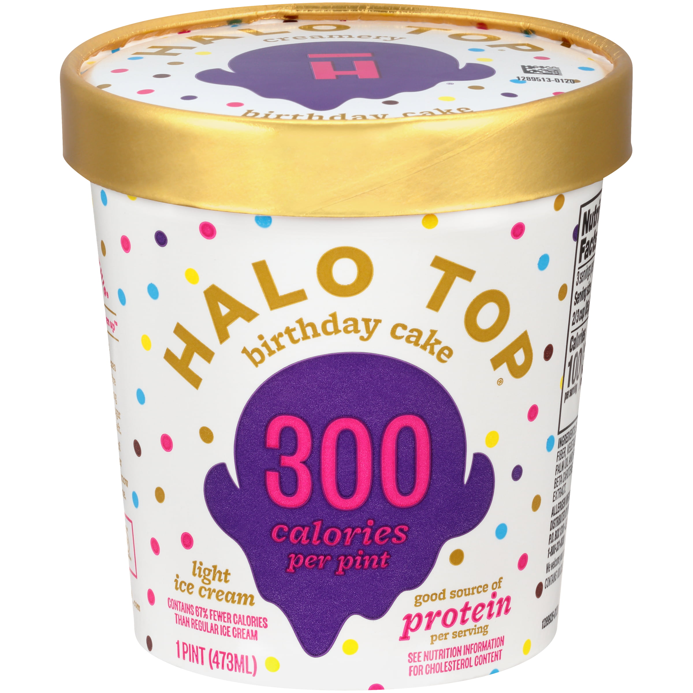 Halo Top Birthday Cake Light Ice Cream Pint , 16 fl oz
