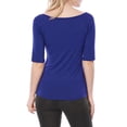 thumbnail image 4 of INSPIRE CHIC Women's Boat Neck Tops Half Sleeves Fitted Layering Soft T-Shirt M Blue, 4 of 9