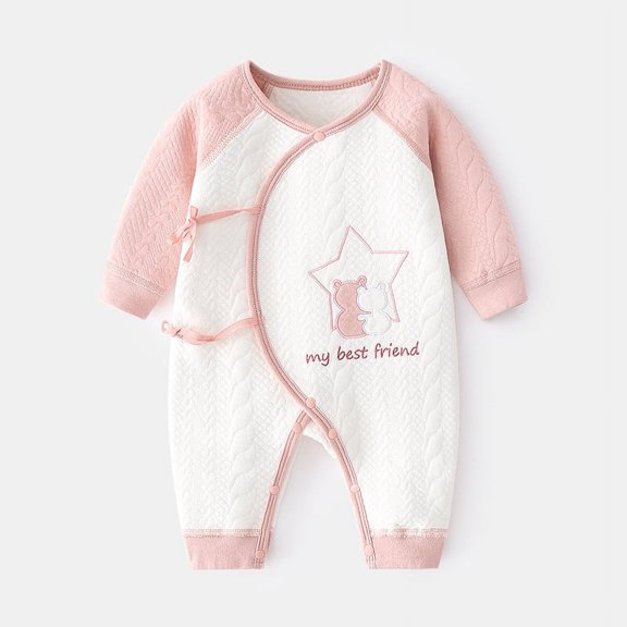 Yidarton Baby Warm Jumpsuit Baby Cotton-padded Newborn Clothes Autumn And Winter Ha Clothes Boneless Climbing Clothes Newborn Pink