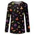 thumbnail image 6 of IYYVV Halloween Shirts for Women Long Sleeve Crewneck Casual Dressy Tops Funny Ghost Pumpkin Graphic Fall Fashion Top Green L, 6 of 7