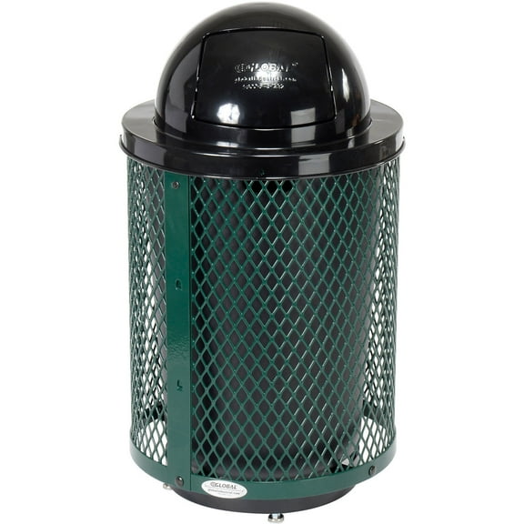 36 Gallon Deluxe Thermoplastic Mesh Receptacle w/Dome Lid & Base, Green