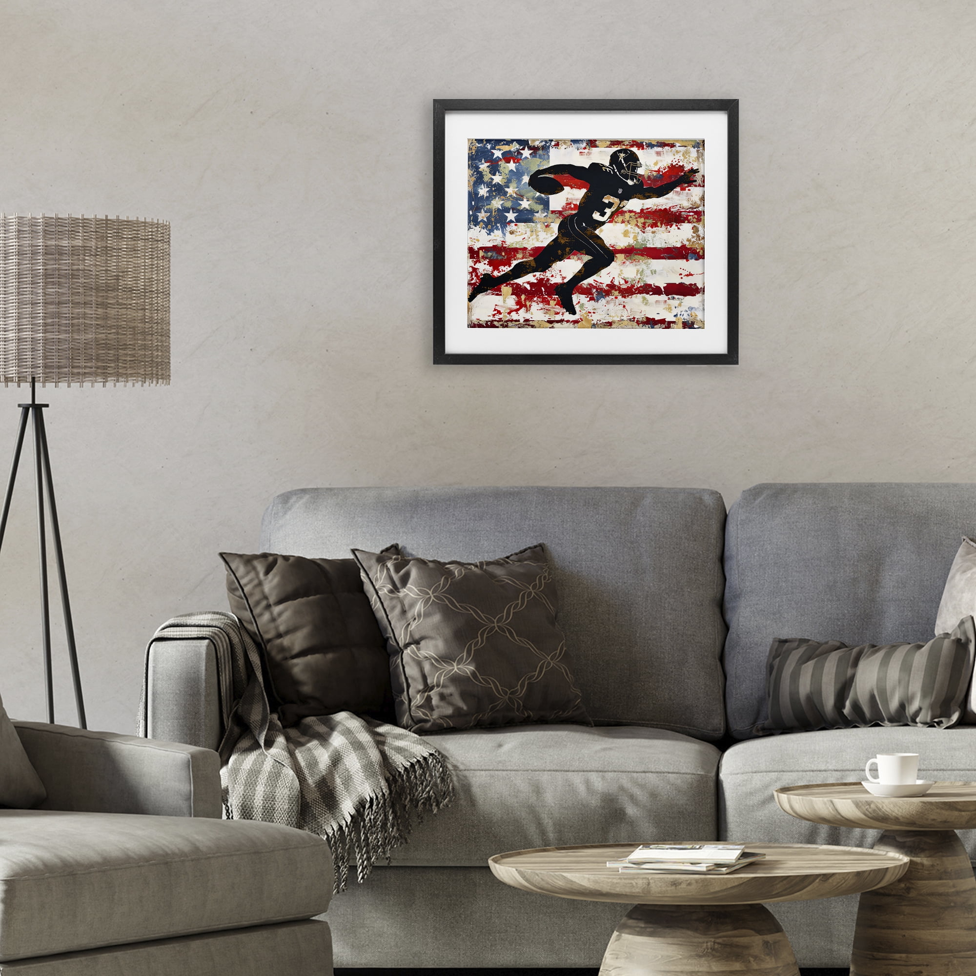 Stupell Industries Gridiron Glory Player Black Framed Print Under Glass, design by Ray Powers