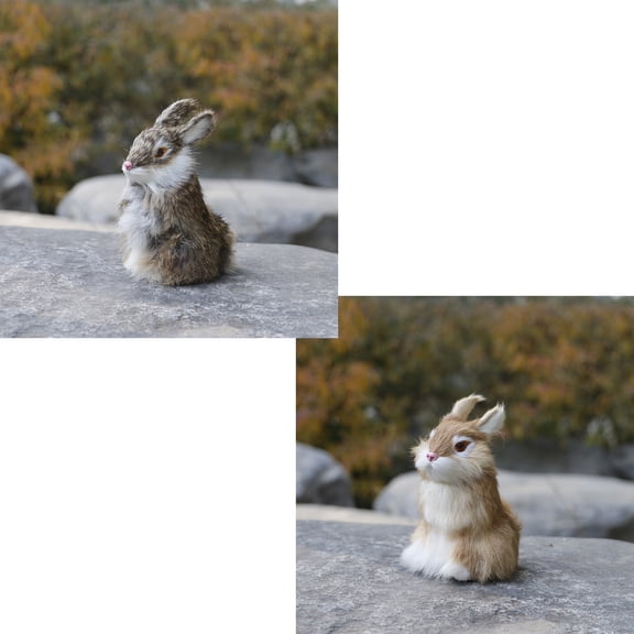 2pcs 5.5in Realistic Cute Plush Rabbits Fur Lifelike Animal Easter Bunny Simulation Toy Gift Decorations，Style 9