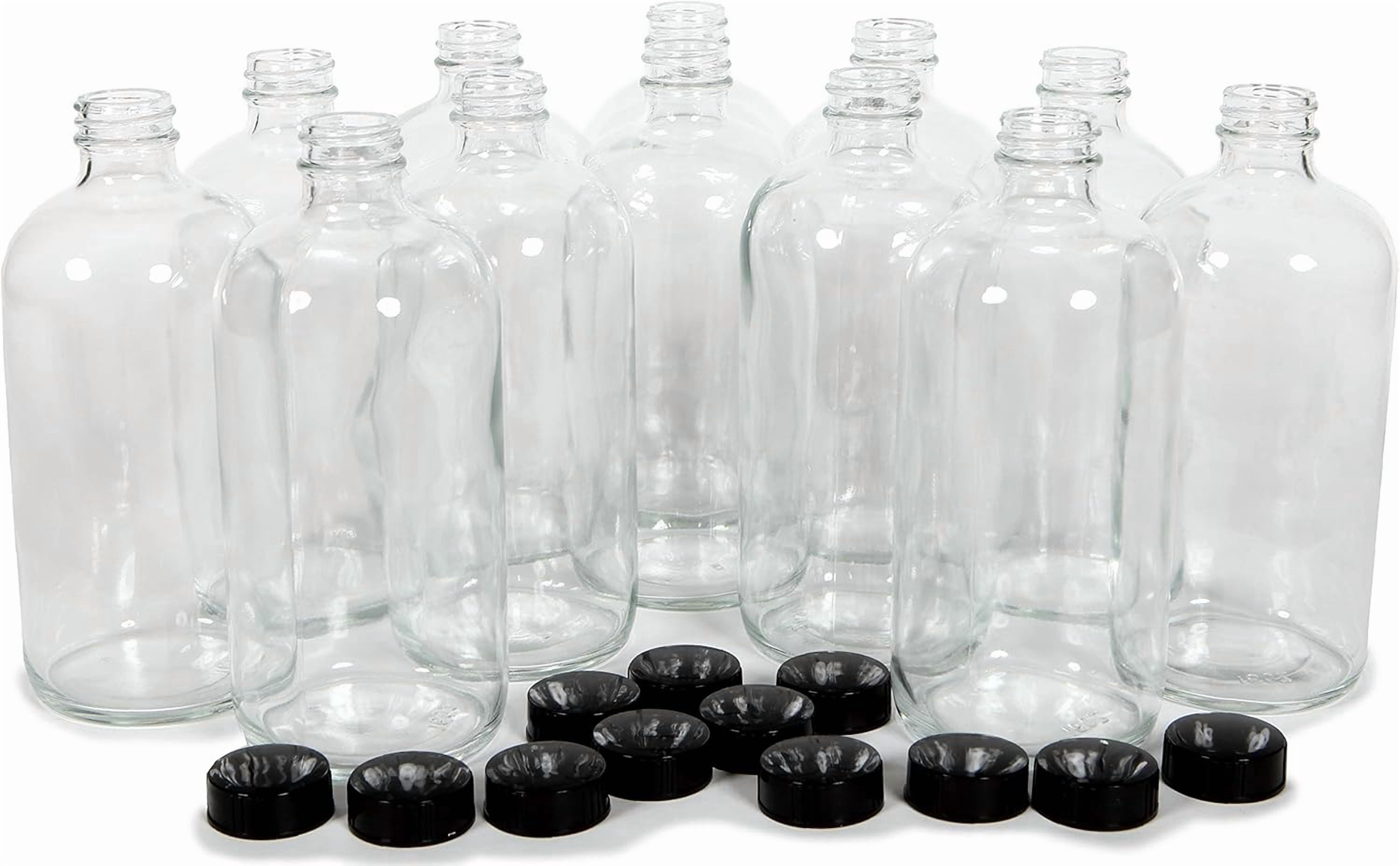 Vivaplex, 12, Clear, 16 oz Glass Bottles, with Lids
