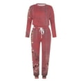 thumbnail image 4 of Sweatsuits 2pcs Sets Womens Jogger Set Round neck Solid Color Leisure Fashion Loose Long Sleeved Two Piece Sweatpants Joggers Red Size XL, 4 of 5