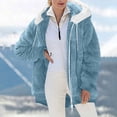 thumbnail image 2 of VISALY Oversized Fuzzy Fleece Jacket Coat for Women Fashion Zip Up Hooded 2025 Trendy Casual Thicken Cardigan Coat with Pockets Shaggy Warm Winter Outerwear Light Blue S, 2 of 9