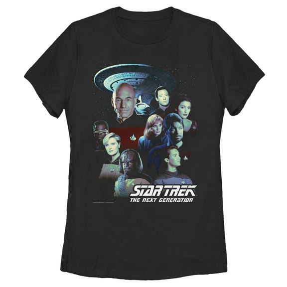 Women's Star Trek: The Next Generation Starfleet Classic Color Crew Poster Graphic Tee Black Medium