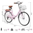thumbnail image 2 of Ktaxon 24 Inch Folding Beach Cruiser Bike, 7 Speed Womens Bike with Foldable Basket, Lock & Rack, Pink, 2 of 13
