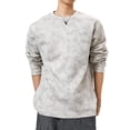 thumbnail image 1 of Sudadera sin capucha para hombre, estilo casual, a la moda, con cuello redondo, holgada, de gamuza, con lazo, manga larga, para jóvenes, blusas activas, camisetas para hombre., 1 of 4