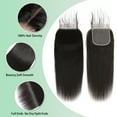 thumbnail image 5 of 4x4 Lace Closure 180% Density Deep Parting Brazilian Silk Straight Invisible Knots, 100% Human Hair Swiss Lace Closure Pre Plucked Natural Color 20inch, 5 of 7