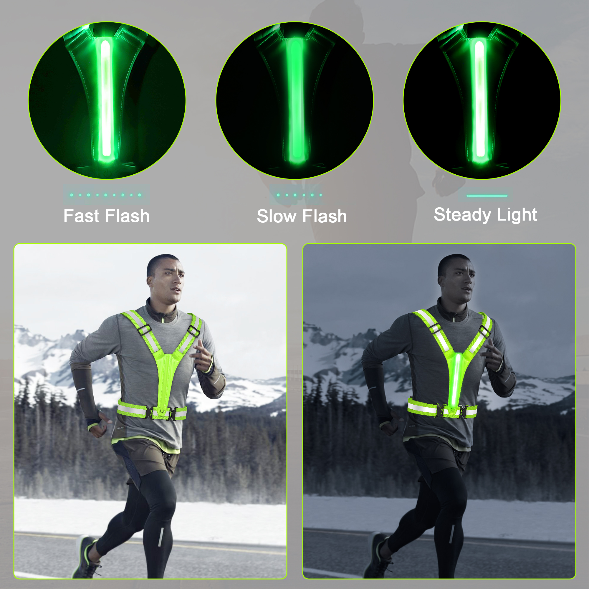 Reflective Running Vest Gear, TSV LED Reflective Glow Belt with Adjustable Waist/Shoulder for Running Walkers Men & Women - image 5 of 6