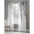 thumbnail image 4 of Grey Eucalyptus Sheer Curtains 84 Inch Length 2 Panels Set, Weeping Botanical Leaf Watercolor Voile Window Treatment Rod Pocket Curtains Sheers Drapes for Bedroom/Living Room/Kitchen 52"x84"x2, 4 of 7