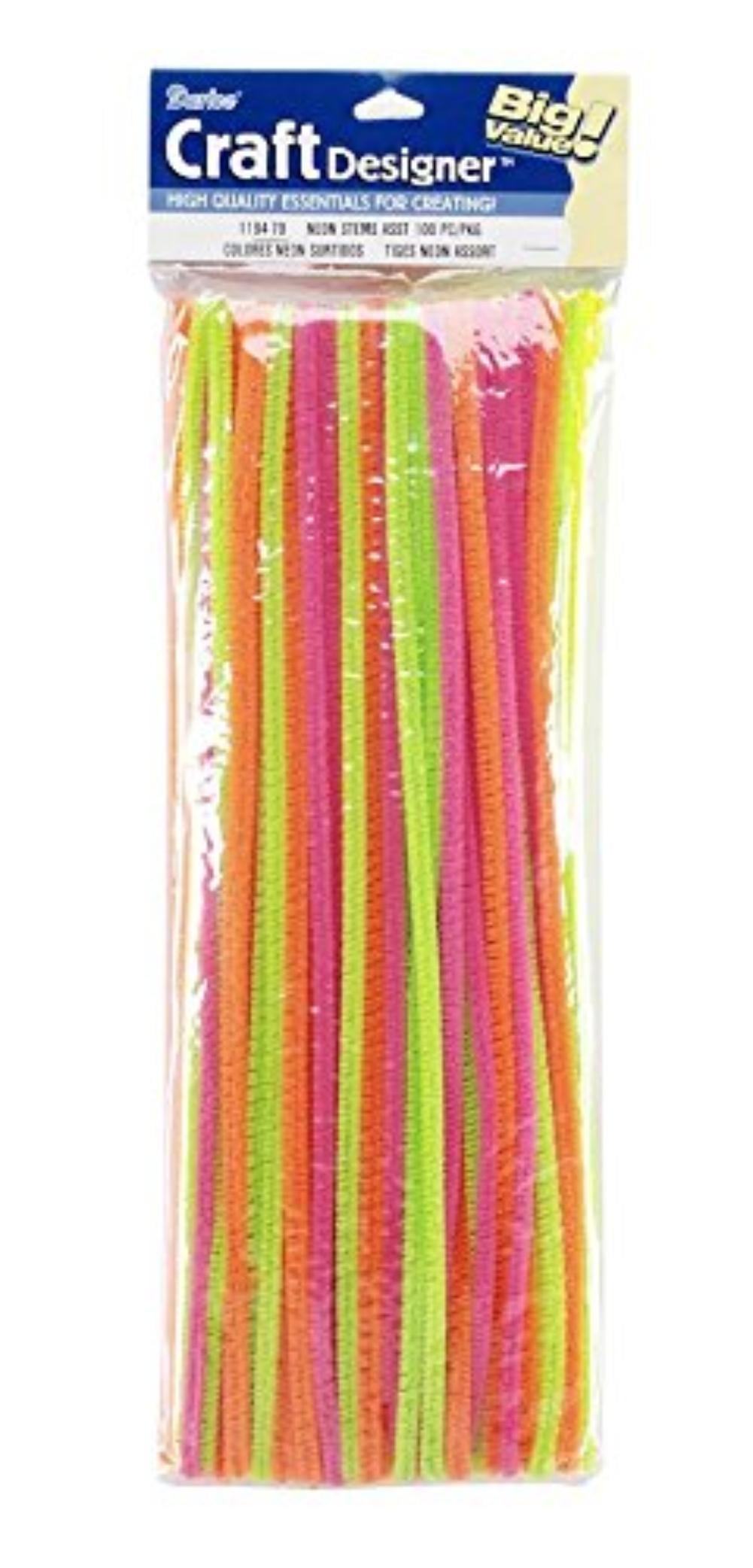 100 Piece Assorted Chenille Stems, 12", Neon, 12 inch size chenille