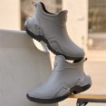 thumbnail image 4 of Rain Boots Women Non- Rubber High Top Unisex Rain Shoes Women Rain Boots (Grey 6.5), 4 of 5