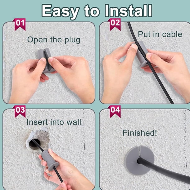 4-Pack Cable Routing Grommet Kit – Rubber Wall Pass-Through For Ethernet Cables, Fits 1 Inch Holes, Organizes And Protects Wires
