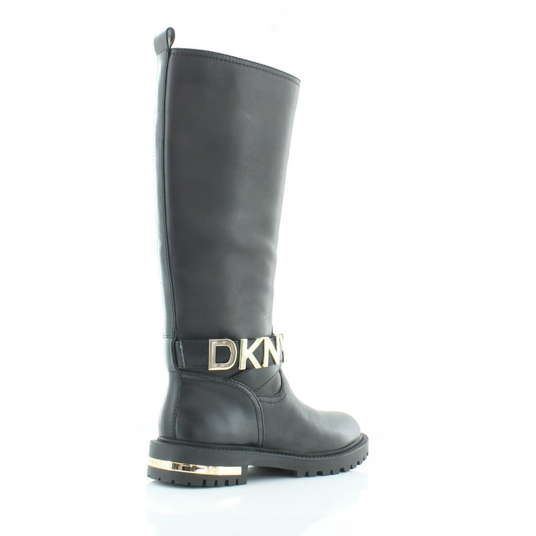 Dkny flat black discount leather calf high boots