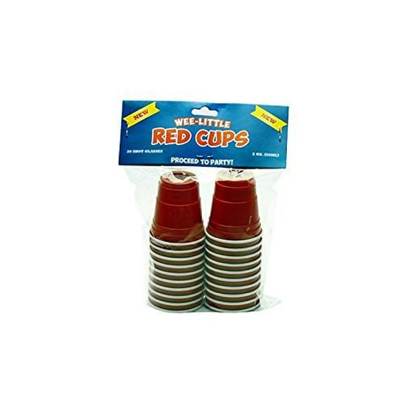 Mini Red Cup Disposable Plastic Shot Glasses - 2 oz - Pack of 20