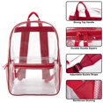 thumbnail image 4 of 24 Pack of Bulk Wholesale Heavy Duty 17 Inch Clear Transparent Color Trimmed Stadium Approved Backpacks in Red, 4 of 7