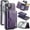 Purple, variant on PU Leather Wallet Phone Case Compatible with iPhone 13, with Card Holder 2 in 1 Detachable Back Cover for iPhone 13, RFID Blocking Kickstand Heavy Duty Classic Magnetic - Black