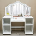 thumbnail image 1 of Girls Vanity Table with Touch Light Mirror, Princess Makeup Desk & Chair Set with Storage Shelves & Pretend Play Set, 1 of 7