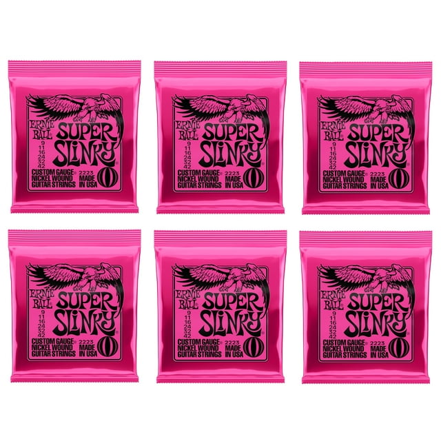 Juego de 6 cuerdas para guitarra eléctrica Ernie Ball Super Slinky 9-42