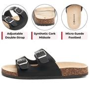 Alpine Swiss Mens Double Strap Slide Sandals with EVA Sole - Flat Casual Comfort Shoes, Black