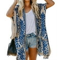 thumbnail image 4 of Cheers US Tassle Women's Long Floral Kimono Printed Cardigan Sheer Swimsuit Cover Ups, 4 of 6