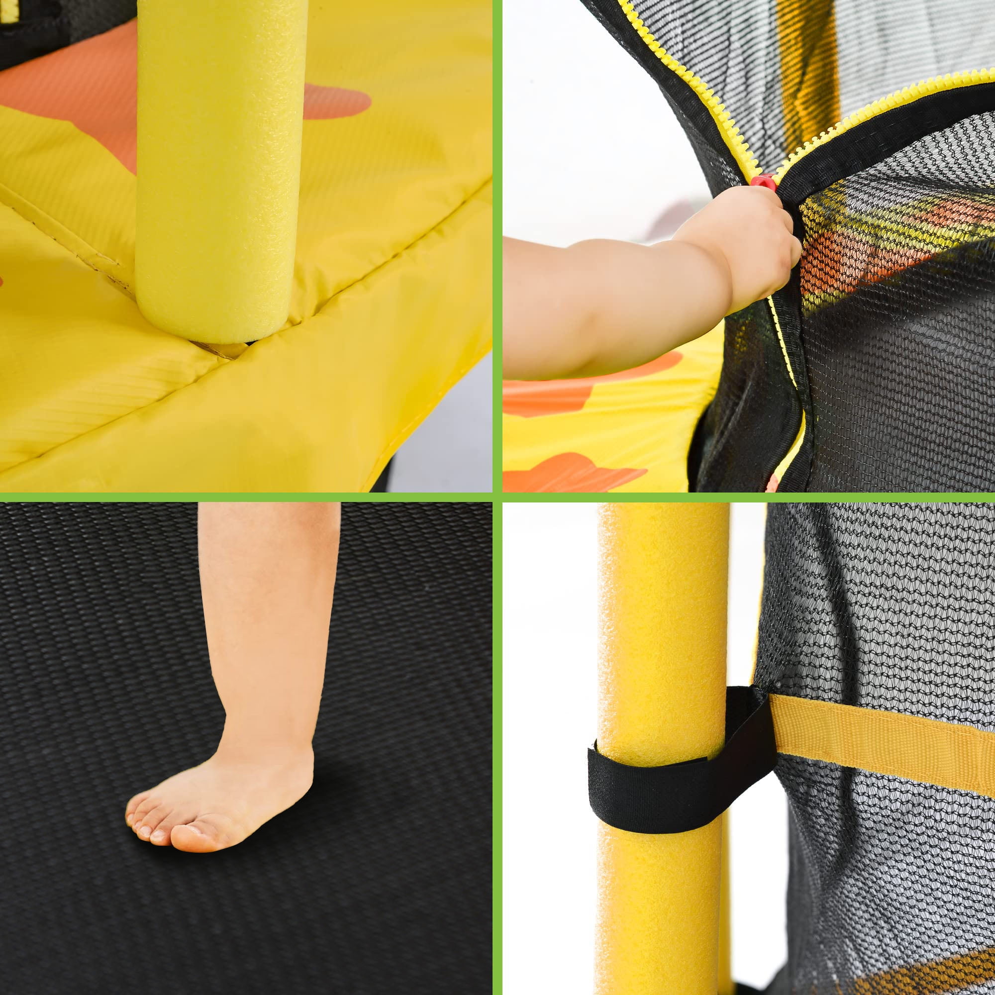 Yoneston 55 Inch Kids Trampoline with Safety Enclosure Net, 4.5FT Outdoor Indoor Trampoline for Kids, Yellow
