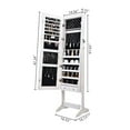 thumbnail image 2 of Full Mirror Makeup Mirror Cabinet 2 Drawers 5 Layers Storage Cabinet Solid Wood Pattern Covered I-Shaped Base Floor Jewelry Mirror Cabinet White (Including Led), 2 of 11