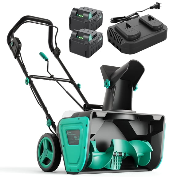 21" Cordless Snow Blower with Brushless Motor, 40V Snow Thrower with 2 * 5.0Ah Batteries – 180° Rotating Chute, Dual LED Lights for Walkways & Driveways, Up to 25 FT Throwing Distance