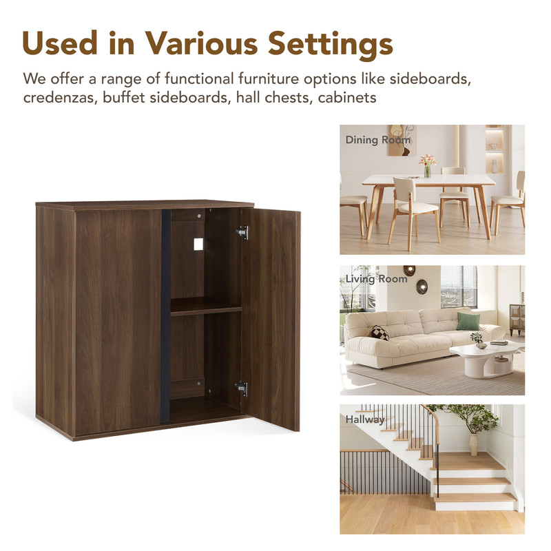 Spruce & Spring Industrial Modern Buffet Cabinet with Metal Accents for Dining & Living Room