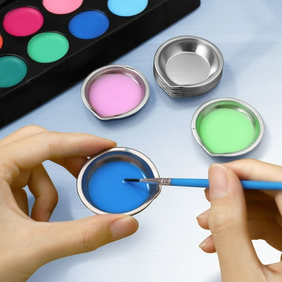FELTECHELECTR Stainless Steel Paint Palette for Accurate Color Mixing and Portable Painting Needs 10pcs Mini Pallets