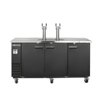 Maxx Cold Dual Tower, 2 Tap Beer Dispenser, 73"W, 17.3 cu. ft., 3 Barrels/Kegs (490L) Storage Capacity, in Black with Stainless Steel Top (MXBD72-2BHC)