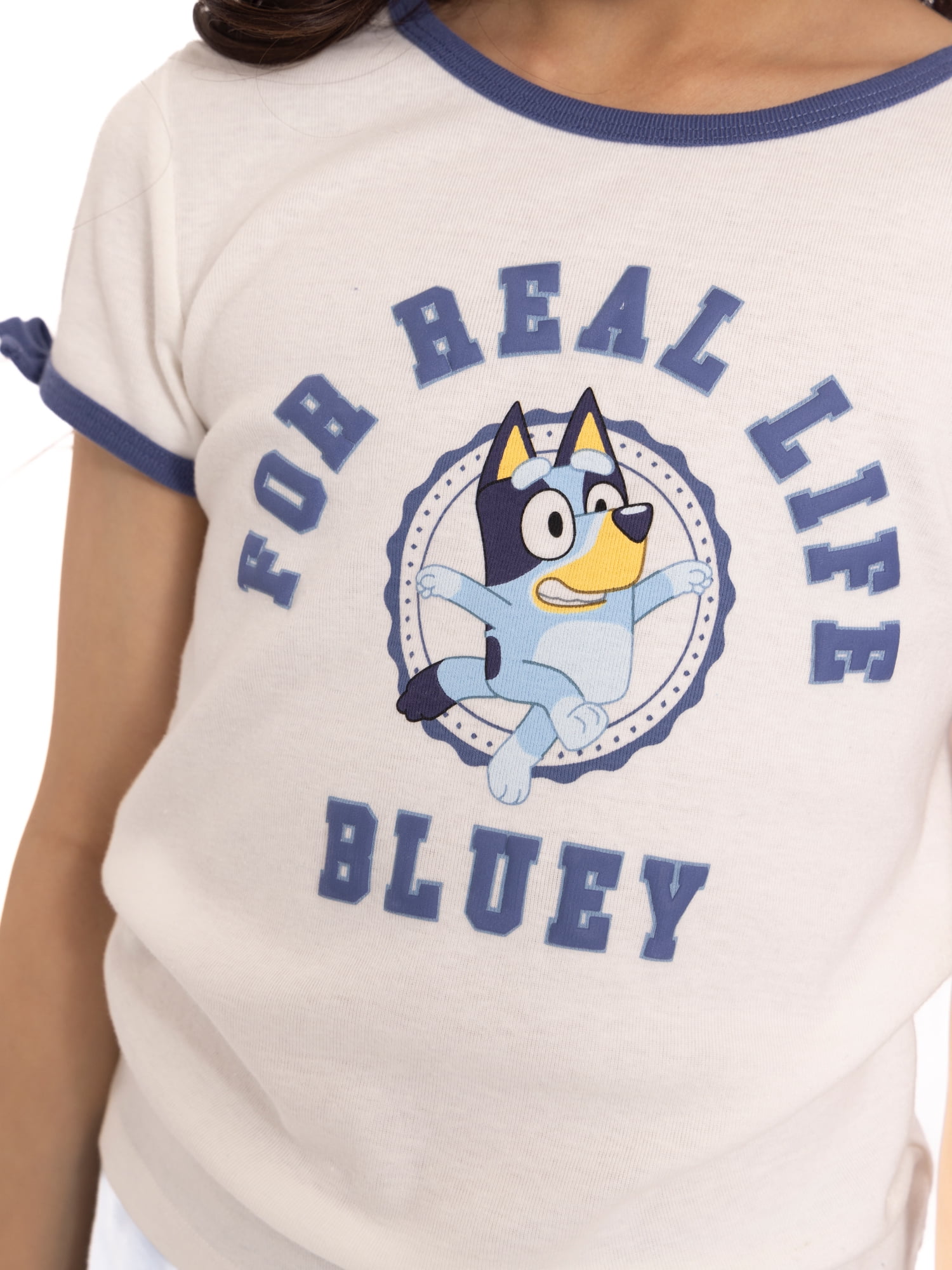 Bluey Girls Short Sleeve Bow Detail Graphic T-Shirt, Sizes 4-16
