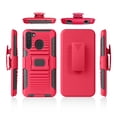 thumbnail image 2 of Compatible for Samsung Galaxy A21 Case with Tempered Glass Screen Protector Belt Clip Holster Defender Rugged Shock Proof Armor Heavy Protection Phone Cover w/ Magnetic Mount Plate [Red], 2 of 8