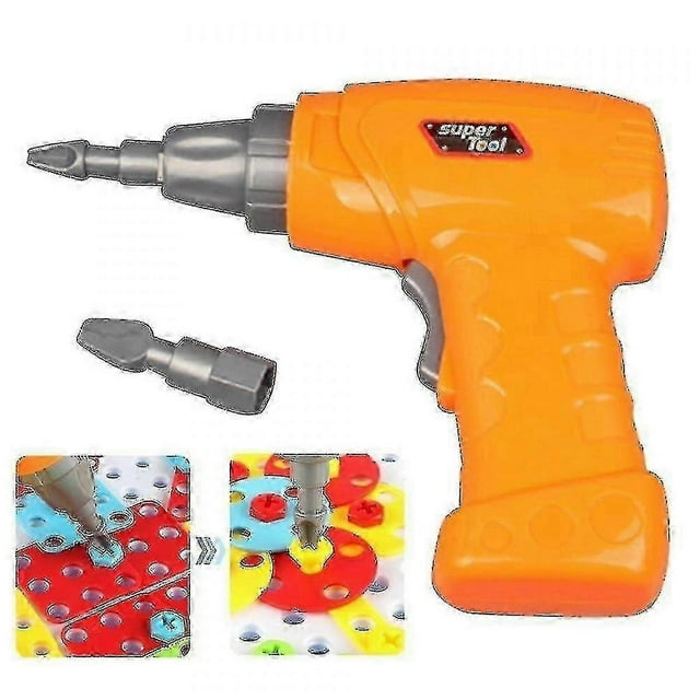 Kids Simulated Electric Drill Repair Tool Toy With 2 Piece Tips -