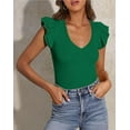 thumbnail image 4 of PRETTYGARDEN Womens V Neck Summer Tops Ruffle Sleeveless Slim Fit T Shirts Going Out Casual Blouses, 4 of 8