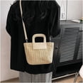 thumbnail image 6 of Kukuzhu Mini Beach Straw Shoulder Bag Women Trendy Summer Woven Travel Straw Bucket Tote Bag, 6 of 6