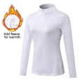 thumbnail image 5 of Htigea Yoga Shirts for Women 1/4 Zip Mock Neck Athletic Tops Stretchy Slim Fit Workout Tee Thin Fleece Long Sleeve Sport T-Shirts White XL, 5 of 8