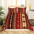 thumbnail image 2 of Aztec Duvet Cover Ethnic Tribal Arrow Comforter Cover,Retro Southwest Native Bohemian Bedding Set Full,Western Star Geometry Sriped Bed Set African Tribe Exotic Nordic Style Boho Decor,Red and Black, 2 of 5