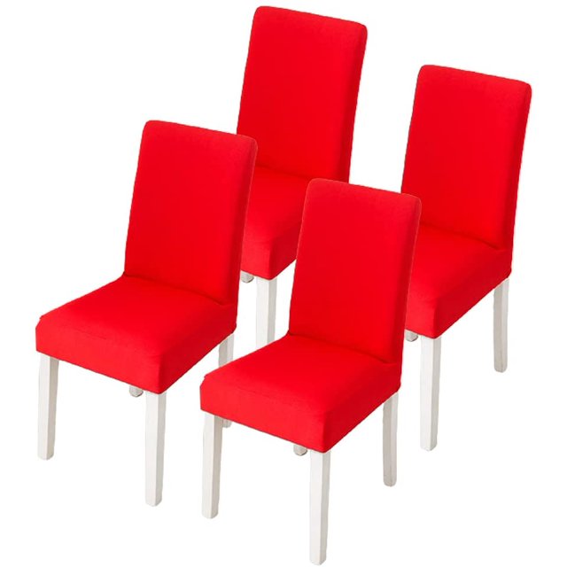 CANDeal 4PCS Dining Room Chair Covers Slipcovers Set, Spandex Fabric Fit Stretch Removable Washable Short Kitchen Chair Covers Protector for Dining Room, Hotel