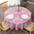 thumbnail image 3 of Pink Tie Dye Pattern Round Tablecloth 60"x60",Wrinkle Wipeable Table Cloth for Kitchen Dining Room Picnic Patio Party, 3 of 6