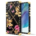 thumbnail image 2 of FKBRCL4U Compatible with Samsung Galaxy S21 FE Case, Pink Golden Chain Tropical Flower Luxury Golden Decoration for Girl Women Soft TPU Shockproof Protective Hard PC Back, 2 of 7