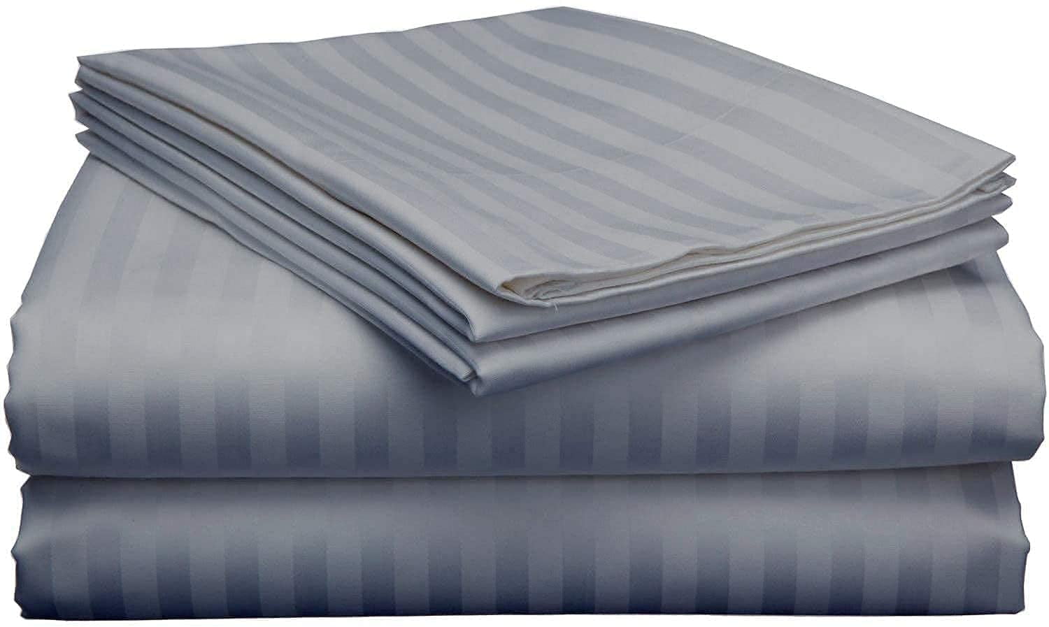 Waterbed Sheet 4 PCs Attached with Fitted Sheet Egyptian Cotton Light Grey Solid 