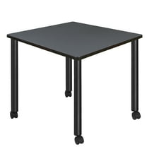 Kee 42" Square Mobile Breakroom Table- Grey/ Black
