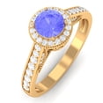 thumbnail image 4 of Rosec Jewels Tanzanite Engagement Ring with Halo - 1/2 Ct - Vintage Style Tanzanite Diamond Ring - AAA Grade - with Jewelry Box, 18K Yellow Gold, US 13.00, 4 of 9
